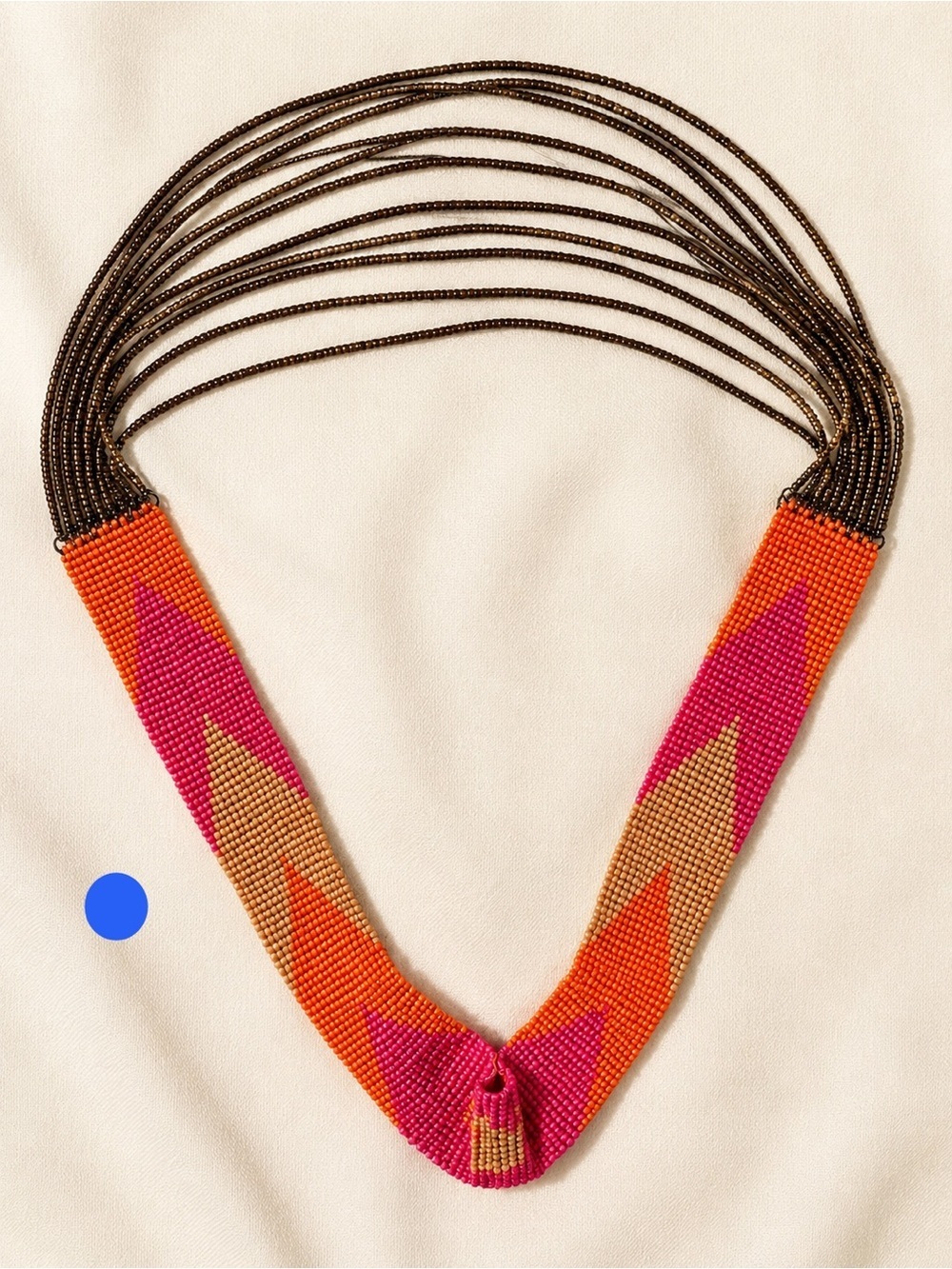 Handmade Beaded Boho Statement Necklace – Multicolor Tribal Inspired with Chains